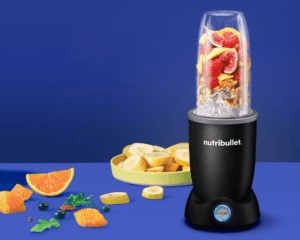 NutriBullet Pro 900 review showing the matte black blender and included cups