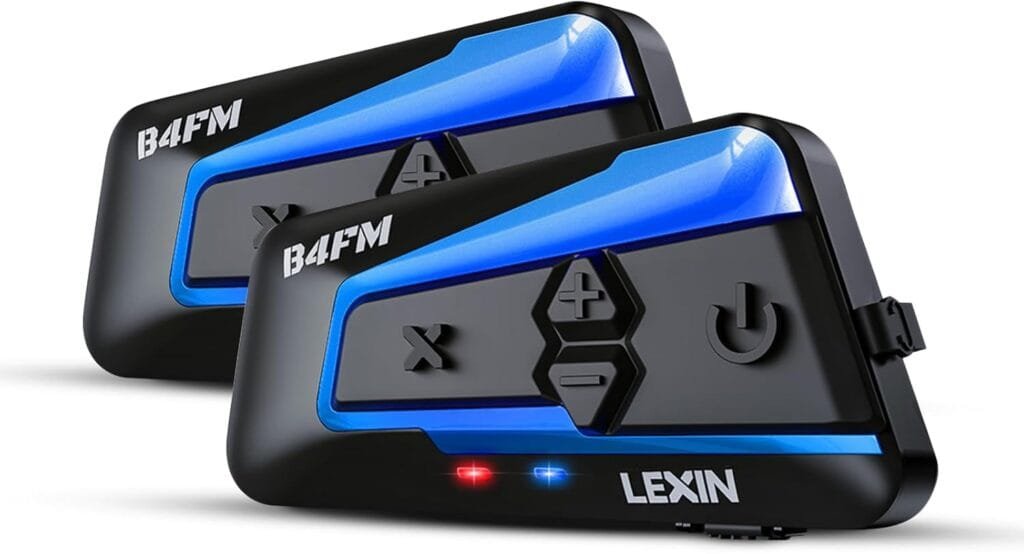 LEXIN B4FM Motorcycle Bluetooth Headset Review showing helmet intercom communication system