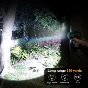 YIERBLUE Rechargeable Spotlight Flashlight with foldable stand and red lens