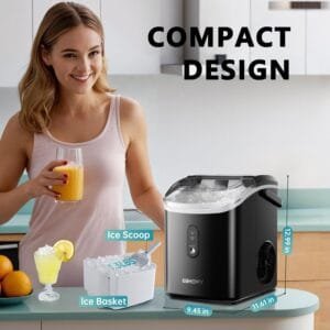 EUHOMY nugget ice maker countertop with handle, basket and scoop