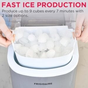 FRIGIDAIRE 26 lb countertop ice maker comparison between black and silver models
