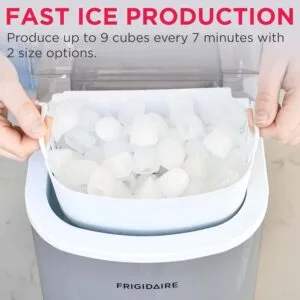 FRIGIDAIRE 26 lb countertop ice maker comparison between black and silver models