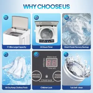 ROVSUN 17.8LBS portable washing machine with stainless steel drum